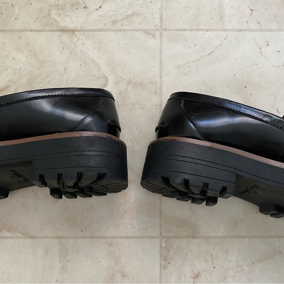 $150 Sam Edelman Laurs Black Leather Chunky Sole Platform Grunge Loafers Size 6 - Picture 9 of 16
